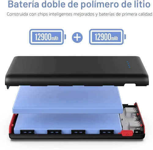 Miniatura 7 de Cargador portátil de 25800 mAh, cargador de teléfono portátil de carga rápida de 5 V/3 A, 3 puertos USB, batería externa, paquete de batería