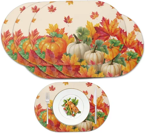 Miniatura 21 de Blue Flower Dining Table Mats Set of 2 Hummingbird Heat Resistant Placemats Washable and Wipeable Non Slip Place Mat, Waterproof Modern Dining Table