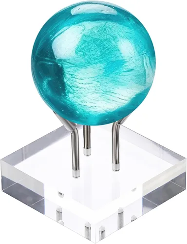 Miniatura 12 de Hipiwe Soporte de exhibición de brazo de metal dorado con base acrílica, soporte de caballete de exhibición pequeña para esfera, bolas de cristal