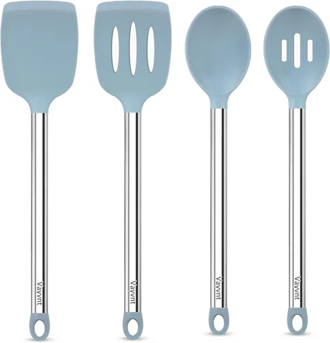 Miniatura 9 de Vayvnt Juego de utensilios de cocina de silicona para utensilios de cocina antiadherentes, juego de 4 espátulas de silicona y cuchara con mango