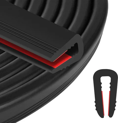 Miniatura 10 de ToLanbbt Canal en U de borde de goma, protector de borde de chapa autoadhesiva de 1/2 pulgada, tira de sellado EPDM para puertas de automóvil
