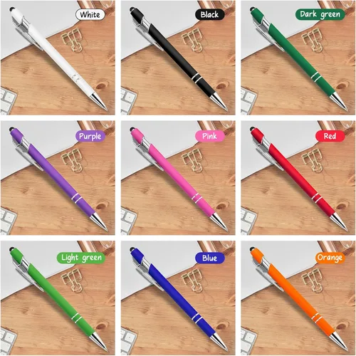 Miniatura 5 de Bolígrafo personalizado, 12 unidades, a granel, bolígrafo personalizado con logotipo de mensaje de nombre comercial grabado, lápiz digital de tinta