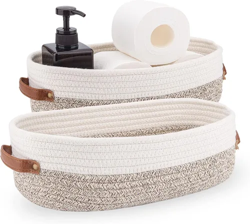 Miniatura 15 de Cesta para Inodoro, Cesta de Almacenamiento Tejida para la Parte Superior del Tanque del Inodoro, Decoración del Hogar Estilo Granja, Cestas