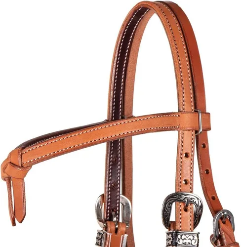 Miniatura 5 de Schneiders Double S Latigo Lined Futurity Browband Headstall Premium Horse Headgear Soft Latigo Lining Adjustable Size Durable Harness