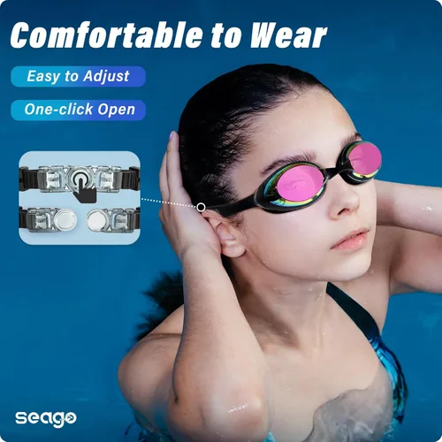 Miniatura 2 de Seago 2 Pack Swimming Goggles Anti-fog Anti-UV Silicone Swim Goggles Adult Women Men Rosa y doradoPINK & GOLD)