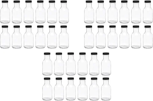 Miniatura 3 de North Mountain Supply Botella de vidrio para salsa Stout de 8 onzas, con tapas de plástico negro de 1.496 pulgadas, caja de 12