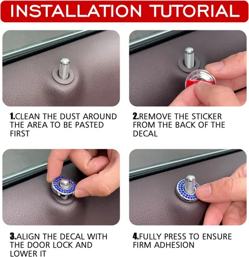 Miniatura 5 de BEYPOVK Paquete de 4 fundas brillantes para cerradura de puerta interior de automóvil, calcomanías de diamantes de imitación, tapones para cerradura