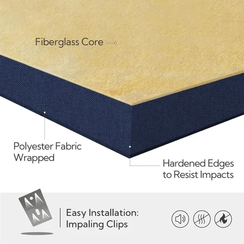 Miniatura 5 de Olanglab Paneles de pared acústicos absorbentes de sonido, 2 unidades, paneles de amortiguación de sonido de fibra de vidrio de 2 pulgadas, 24 x 48