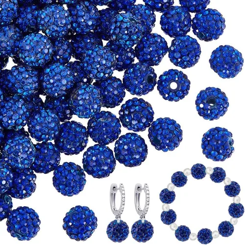 Miniatura 14 de PH PandaHall 100 cuentas de arcilla de hematita con diamantes de imitación negros de 0.394 pulgadas (0.394 in) – cristal de polímero pavimenta bola