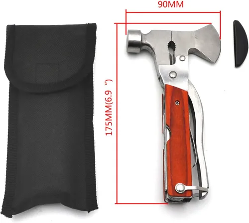 Miniatura 5 de Herramienta multiherramienta para acampar, equipo de supervivencia 16 en 1, de acero inoxidable, compatible con senderismo, pesca, kit de emergencia