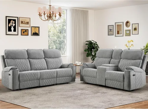Miniatura 28 de HAOMARKETS Silla reclinable eléctrica para adultos con puerto USB, sofás reclinables eléctricos de tela suave con portavasos de metal, sillas