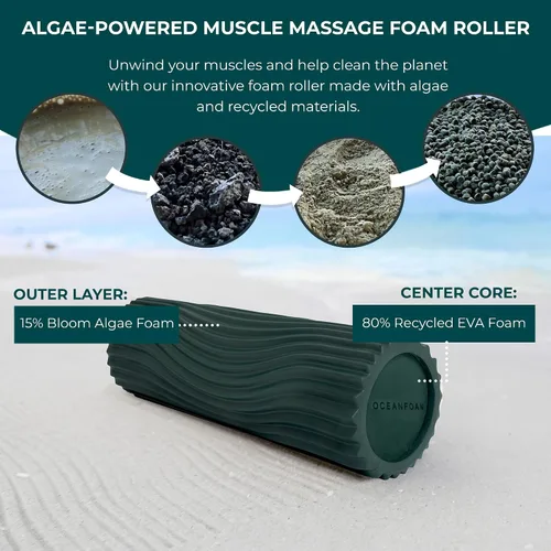 Miniatura 7 de Oceanfoam Tidal Roller Hunter - Rodillo de espuma para masaje muscular para dolor de espalda y estiramientos, textura firme y ergonómica de onda