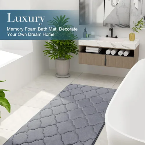 Miniatura 7 de OLANLY Alfombra de baño de espuma viscoelástica de 24 x 16 pulgadas, ultra suave y absorbente, antideslizante, cómoda, lavable a máquina, para suelo