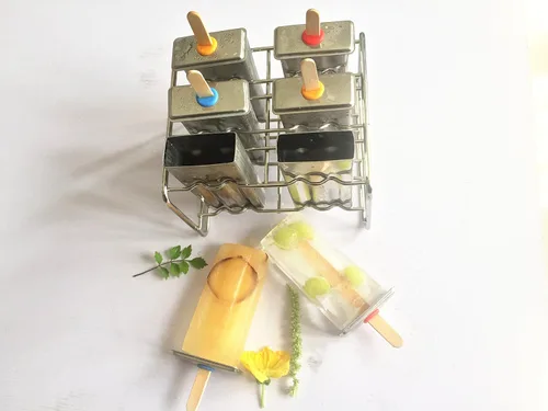Miniatura 3 de Moldes y estante de paletas de acero inoxidable - Máquina de paletas de hielo sin BPA con palos de madera
