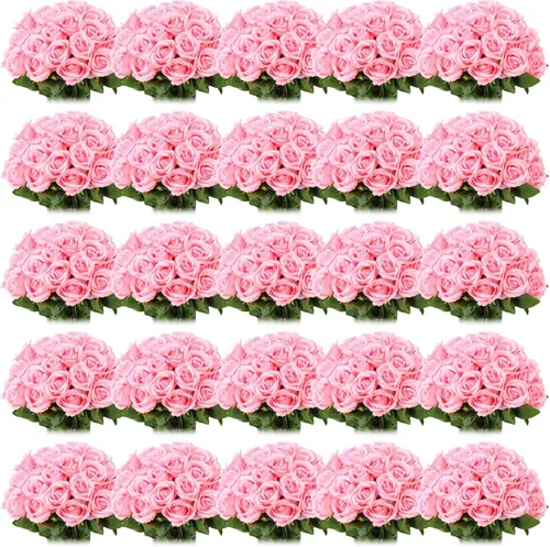 Riceshoot 500 Piezas Flores Rosas Artificiales de Seda con Tallo Largo Ramo Nupcial de Boda Realista Flores a Granel para Jardín Hogar Fiesta