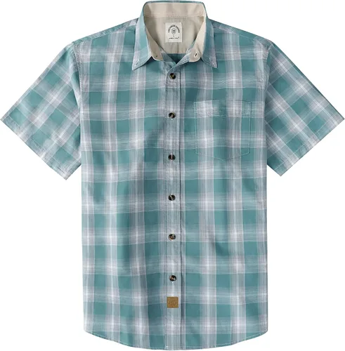 Miniatura 11 de Dubinik® Camisas de manga corta con botones para hombre, 100% algodón, a cuadros, camisas casuales con bolsillo