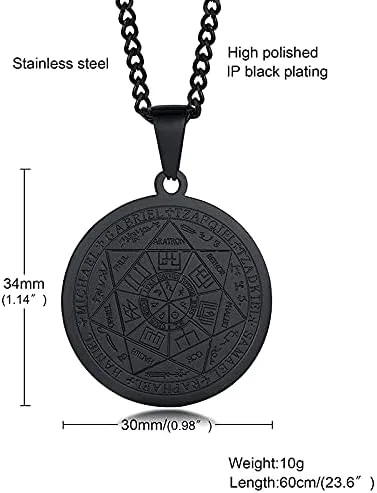 Miniatura 2 de VNOX Seals of the Seven Arcángeles, colgante de metatrón, collar de San Miguel, colgante de talismán, joyería de amuleto, Acero inoxidable, roca