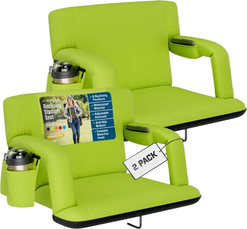 Miniatura 27 de Alpcour Asiento plegable para estadio – Silla de apoyo para adultos amplios reclinables de lujo para adultos para blanqueadores – Mejor extra grueso