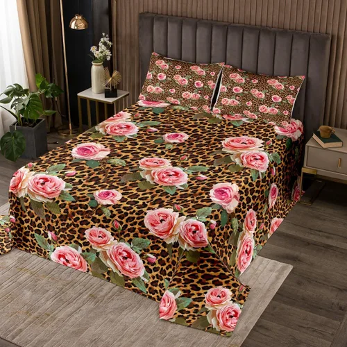 Miniatura 16 de Juego de colcha con lazo para niños, tamaño individual, diseño de cebra y leopardo con purpurina, decoración de habitación para niñas y mujeres