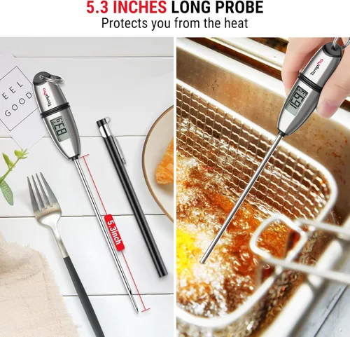 Miniatura 3 de ThermoPro TP02S - Termómetro digital de lectura instantánea para carne, con sonda súper larga para parrilla, cocina, masa madre, líquidos, aceite