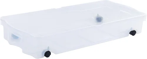 Miniatura 4 de Rubbermaid Cajas de almacenamiento de perfil bajo bajo de 68 cuartos de galón con tapas dobles con bisagras y ruedas giratorias fáciles de rodar