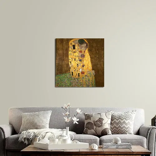 Miniatura 4 de Wieco Art El beso de Gustav Klimt famosas reproducciones de pinturas al óleo envueltas en galería de arte en lienzo para pared de sala de estar