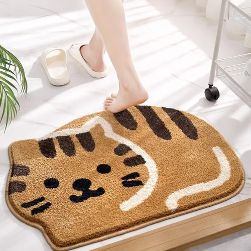 Miniatura 2 de Alfombra con forma de gato de 16 x 24 pulgadas, tapete de ducha, tapete de baño linda, alfombra de baño con cara de gato, alfombras de área lavables