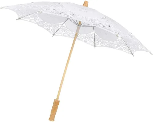 Toyvian Sombrilla de encaje Sombrilla blanca vintage para boda, decoración de boda