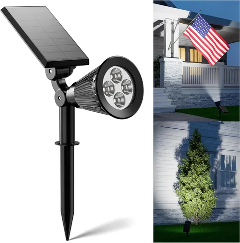 FALOVE Focos Solares para Exteriores Impermeables para Bandera, Palmera, Poste, Letrero, Estatua, Buzón, Reflectores LED Brillantes para Exteriores