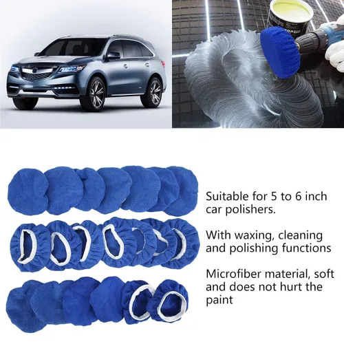 Miniatura 5 de Almohadilla de pulido para automóvil, 20 piezas de microfibra de forro polar para pulir con cera para pulidores automáticos de 5 a 6 pulgadas