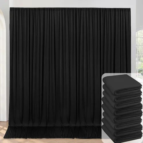 Miniatura 101 de Cortinas de telón de fondo granate de 10 pies x 10 pies sin arrugas para fiestas, 2 paneles de cortinas de telón de fondo de poliéster sedoso