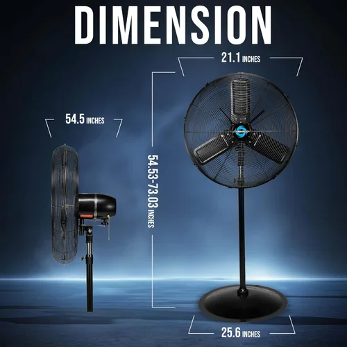 Miniatura 5 de Tornado Ventilador de pedestal oscilante al aire libre de alta velocidad IPX4, uso industrial de 2 velocidades 7600 CFM 1/4 HP cable de 10 pies