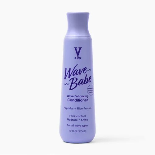 V&Co. Beauty Wave Babe Acondicionador para cabello ondulado – Cuidado capilar hidratante sin sulfatos ni parabenos con proteína de arroz y péptidos