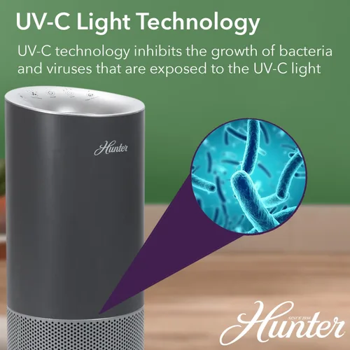 Miniatura 2 de Hunter HP450UV - Purificadores de aire redondos para el hogar, torre purificadora de aire HEPA verdadera para mascotas, olores, alérgenos, humo