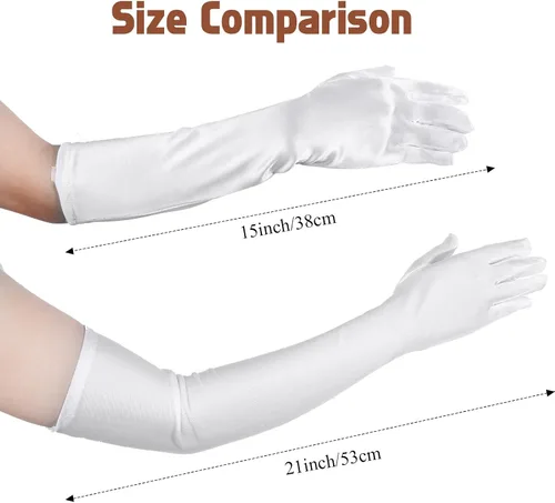 Miniatura 4 de Guantes blancos largos de los años 20 para mujer, guantes de noche de ópera, guantes de satén, guantes de novia para mujeres, bodas