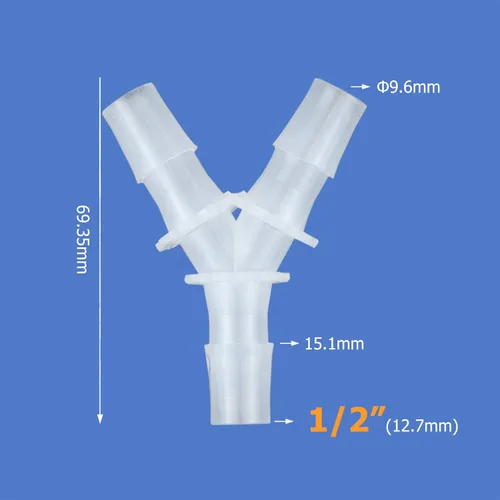 Miniatura 2 de Quickun 1/2 pulgada manguera de púas iguales en forma de Y 3 vías empalmador de juntas de plástico empalmador adaptador unión para tubería de línea