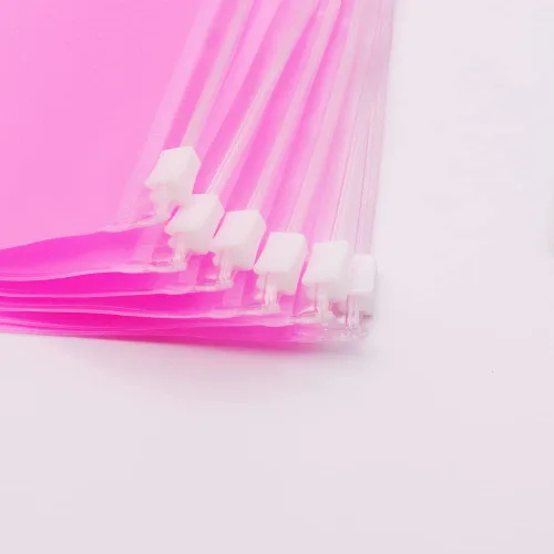 Miniatura 5 de Bolsillos para carpeta A5, color rosa, 12 unidades, con cremallera, bolsas de hojas sueltas, 6 agujeros, organizador de cremallera de PVC, carpeta