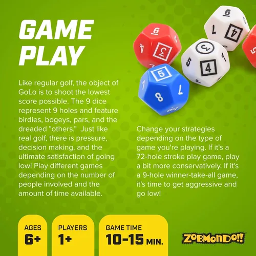 Miniatura 4 de Zobmondo!! GOLO Juego de dados de golf para golfistas, familias y niños Divertido juego portátil para el hogar, viajes, camping, vacaciones