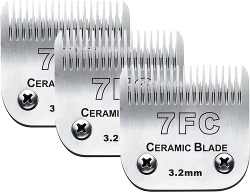 Miniatura 9 de 3 cuchillas 7FC de repuesto para aseo de perros compatibles con Andis Dog Clipper, hoja de cerámica y hoja de acero inoxidable Paquete de 3 #7FC