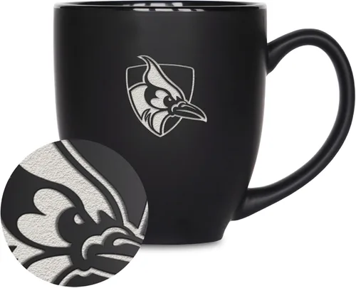 Miniatura 101 de Rico Industries - Taza de cerámica mate negra con grabado láser estándar de 15oz para NCAA (escuelas T & U) - Para bebidas calientes o frías