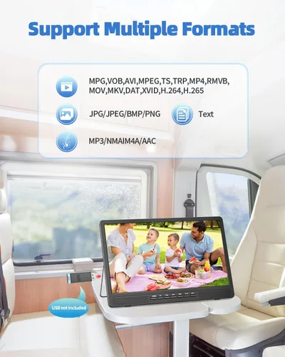 Miniatura 6 de Desobry Televisor portátil de 18.2 pulgadas con antena, TV LED 1080P con entrada HDMI/entrada de V/puerto USB, TV pequeña para cocina, campamento