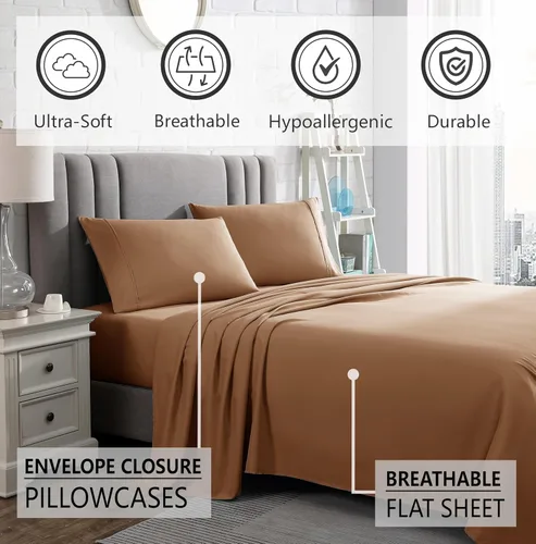 Miniatura 5 de Juego de sábanas American Home Collection para cama individual XL - Microfibra ultrasuave con bolsillo profundo de 15 pulgadas - Sábanas