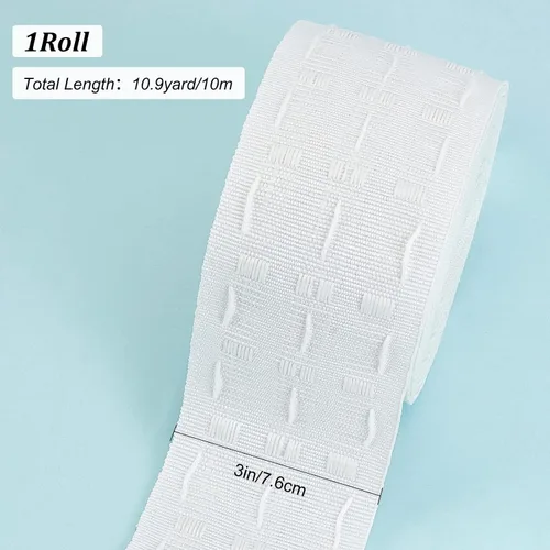 Miniatura 2 de GORGECRAFT Cinta plisada de 11 yardas x 3 pulgadas de ancho, color blanco, desmontable, 100% poliéster, cinta de pellizco profundo, accesorios