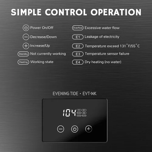 Miniatura 4 de Calentador de agua sin tanque eléctrico Airthereal 14kW, 240 voltios - Agua caliente infinita bajo demanda - Se modula automáticamente para ahorrar