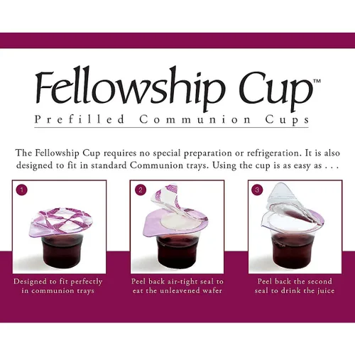 Miniatura 4 de Broadman Church Supplies - Set de tazas de comunión Fellowship Cup, precargadas con jugo y hostia, 6