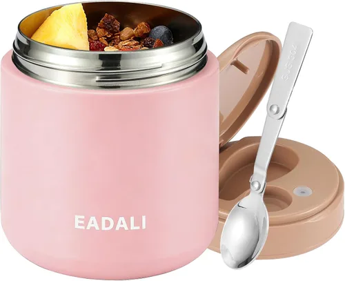 Miniatura 12 de Eadali Tarro de comida para niños de 15.2 onzas para comida caliente, contenedor de almuerzo aislado al vacío con interior de acero inoxidable 316