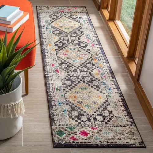 Miniatura 44 de Safavieh Madison Collection MAD418F - Alfombra de área con diamantes, Polipropileno, Gris/amarillo