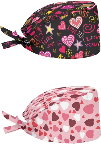 Miniatura 13 de Babrukda Paquete de 2 gorras con banda para el sudor ajustable con lazo en la espalda, gorro divertido