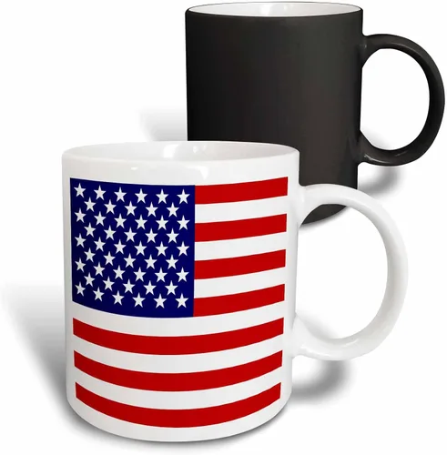 Miniatura 10 de 3dRose Bandera americana - Patriotic USA estrellas y rayas rojo blanco y azul - 4 de julio America Patriot 11oz taza negra bicolor