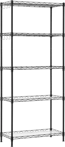 Miniatura 9 de SONGMICS Estantes de almacenamiento de 5 niveles, estantería de alambre, estantes de metal de cocina, estante de almacenamiento con estantes